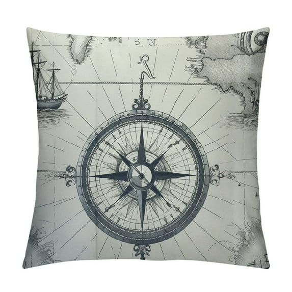 COMIO  Nautical Sailboat Map Pillow Cover,Decorative Couch Pillow Cover for Sofa,Cushion Case Indoor Outdoor Home Decoration