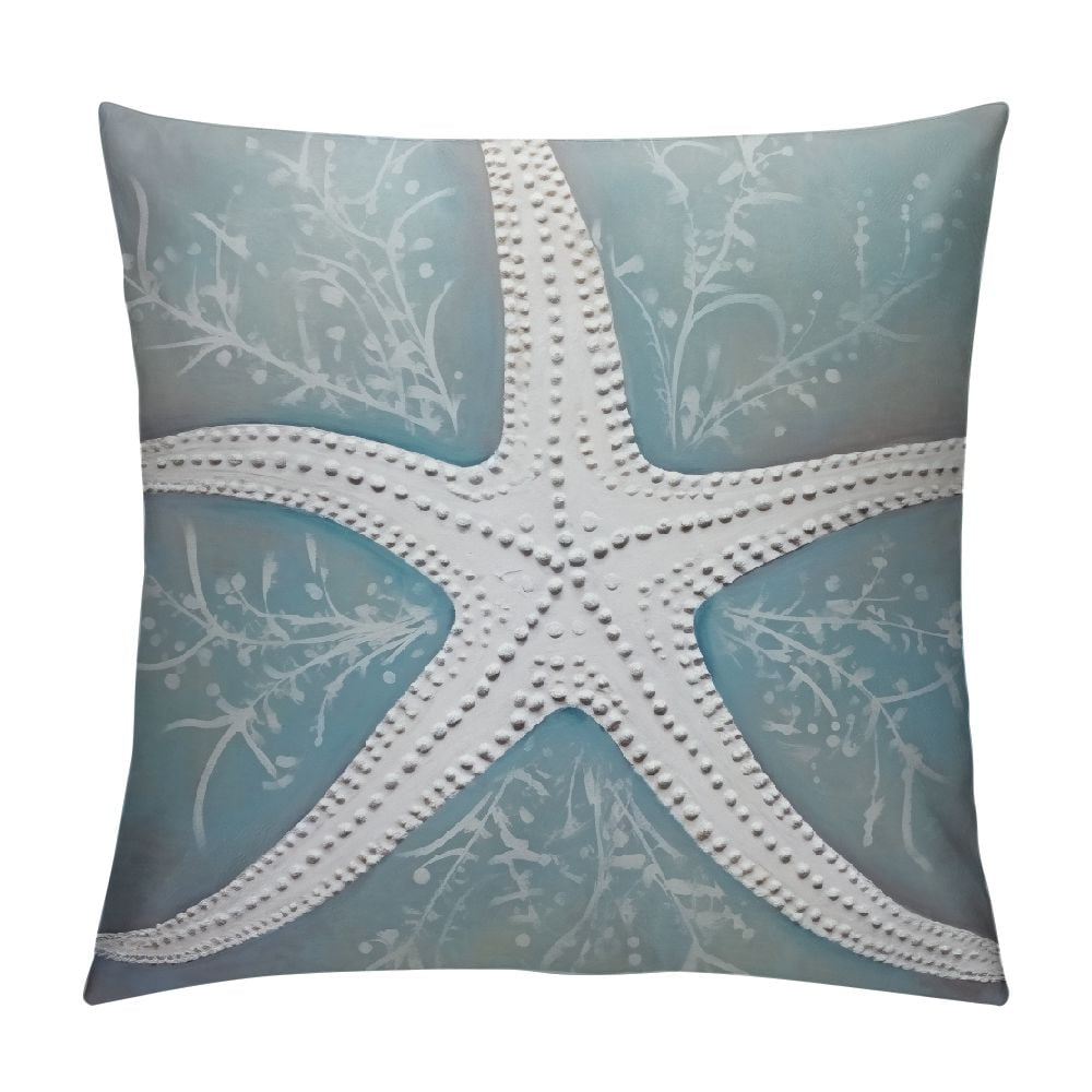 COMIO Nautical Starfish Throw Pillow Covers Vintage Star Blue Sea Beachy Coastal Cushion Cover
