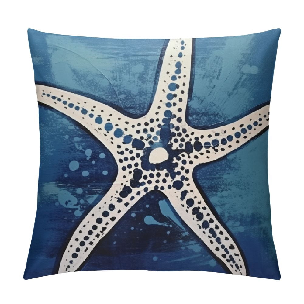 QZHH Nautical Theme Decorative Throw Pillow Covers Coastal Starfish Sea ...