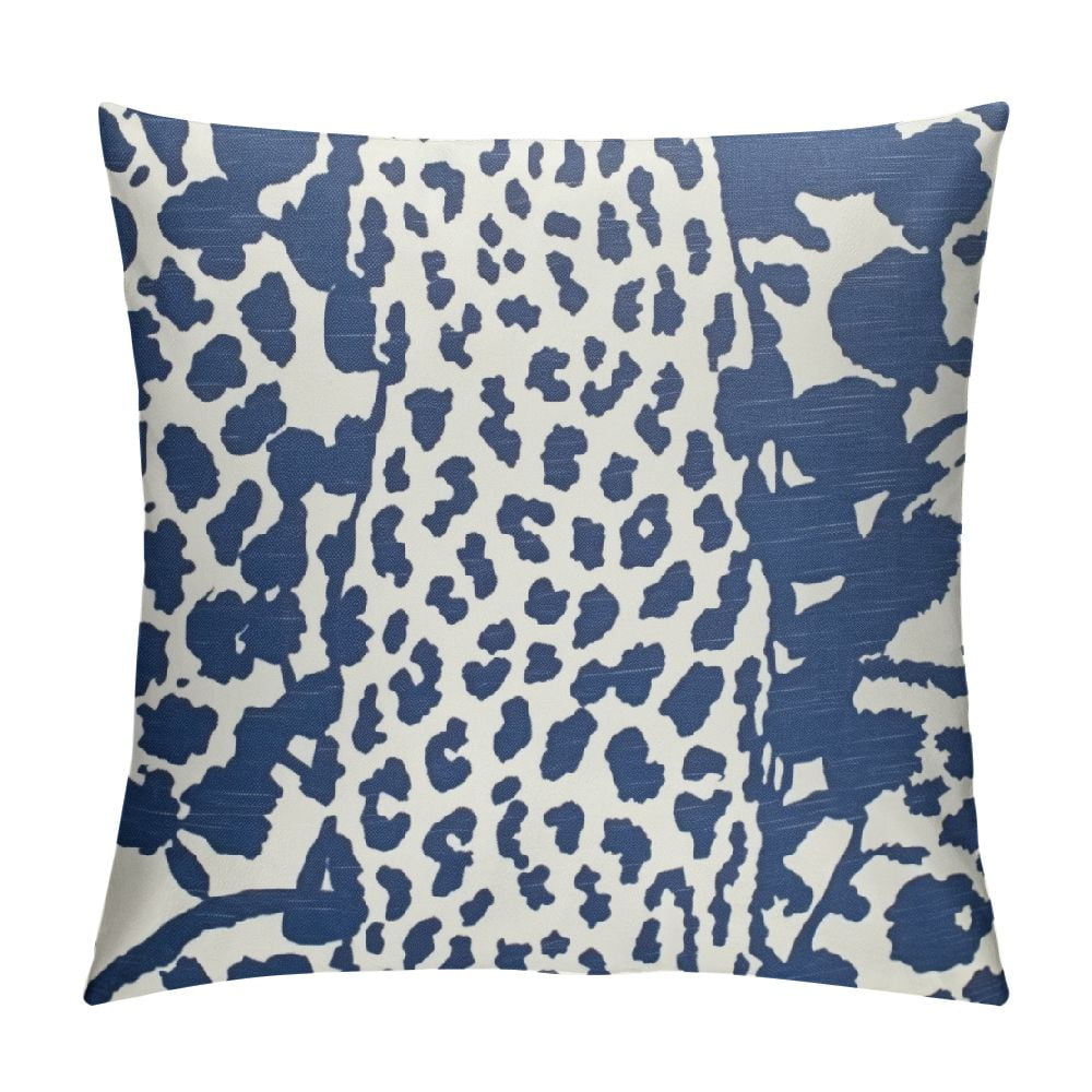 COMIO Navy Blue Cheetah Pillow Covers Blue And White Leopard Print Throw Pillows Animal Spots Outdoor Pillowcase Cushion Cover Modern Decorative