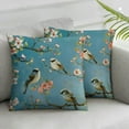 thumbnail image 1 of COMIO Navy Blue Chinoiserie Pillow Cover Spring Summer Floral Decorative Outdoor Throw Pillow Covers Vintage Flower Bird Pillowcase Cushion Cover for Sofa Couch Home Bedroom,2 pcs White, 1 of 6