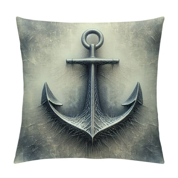 COMIO Navy Blue Coastal Nautical Anchor Ship Wheel Compass Throw Pillow Covers, Nautical Gifts for Home Room Bed Sofa Ship Decorations Decor