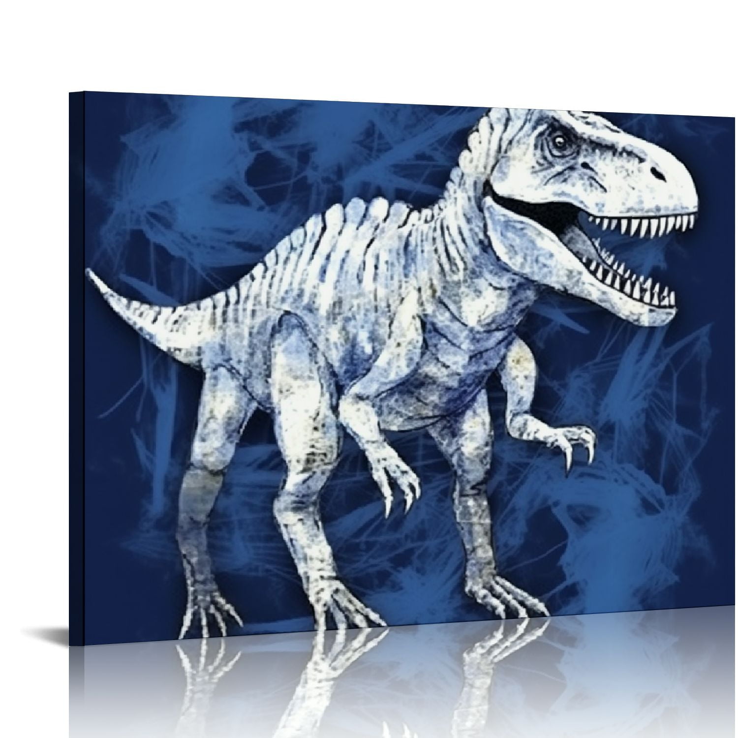 COMIO Navy Blue Dinosaur Wall Art Cute Dino Pictures Canvas Blue Boys