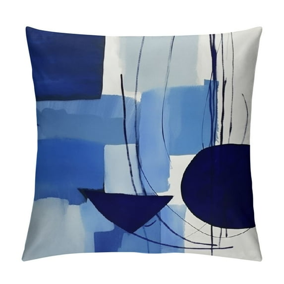 COMIO Navy Blue and Gray Pillowcovers Modern Minimalist Throw Pillow Covers Royal Blue Boho Abstract Cushion Case Geometric Blue White for Sofa Home Decor Bedroom Living Room Outdoor.