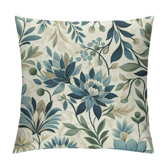 COMIO Navy Blue Green Pillow Covers Dahlia Modern Geometry Flower Decorative Throw Pillows Outdoor Summer Floral Farmhouse Pillowcases Cushion Case Decor for Home Sofa Couch Bed