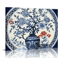 thumbnail image 1 of COMIO Navy Blue Poster Wall Decor for Bedroom Vintage Floral Pattern Canvas Print Bathroom Abstract Retro Flowers Picture Modern Blue Wall Art Framed Home Paintings Art Wall Decoration, 1 of 5