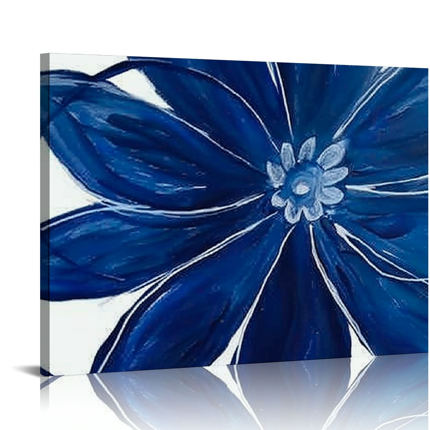 COMIO Navy Blue Wall Art for Bathroom Decor, Abstract Flower Painting ...
