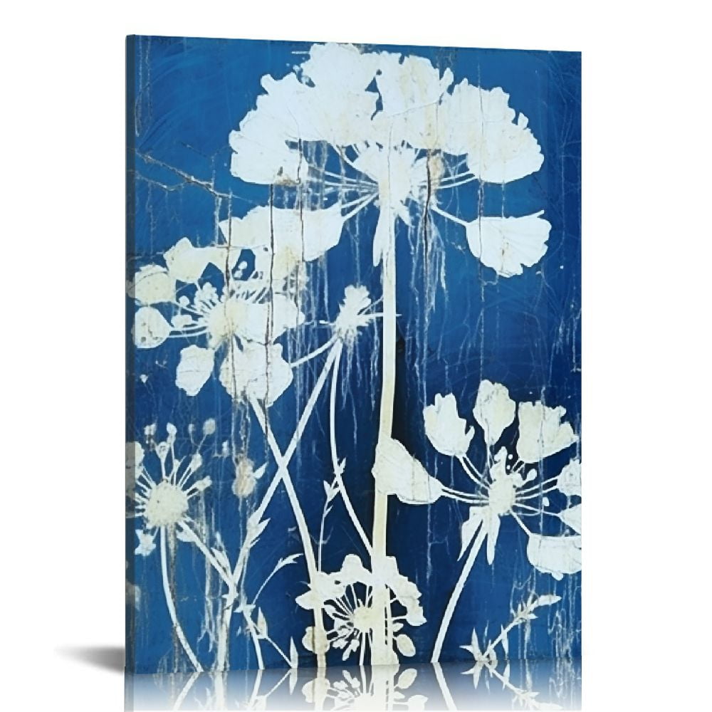 COMIO Navy Blue Wall Decor Boho Botanical Pictures for Living Room