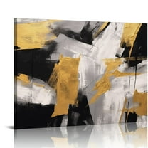 COMIO Neutral Gold Wall Art Black And Gold Canvas Wall Decor Framed Abstract Artwork Painting for Bedroom Home Office Wall Decorations