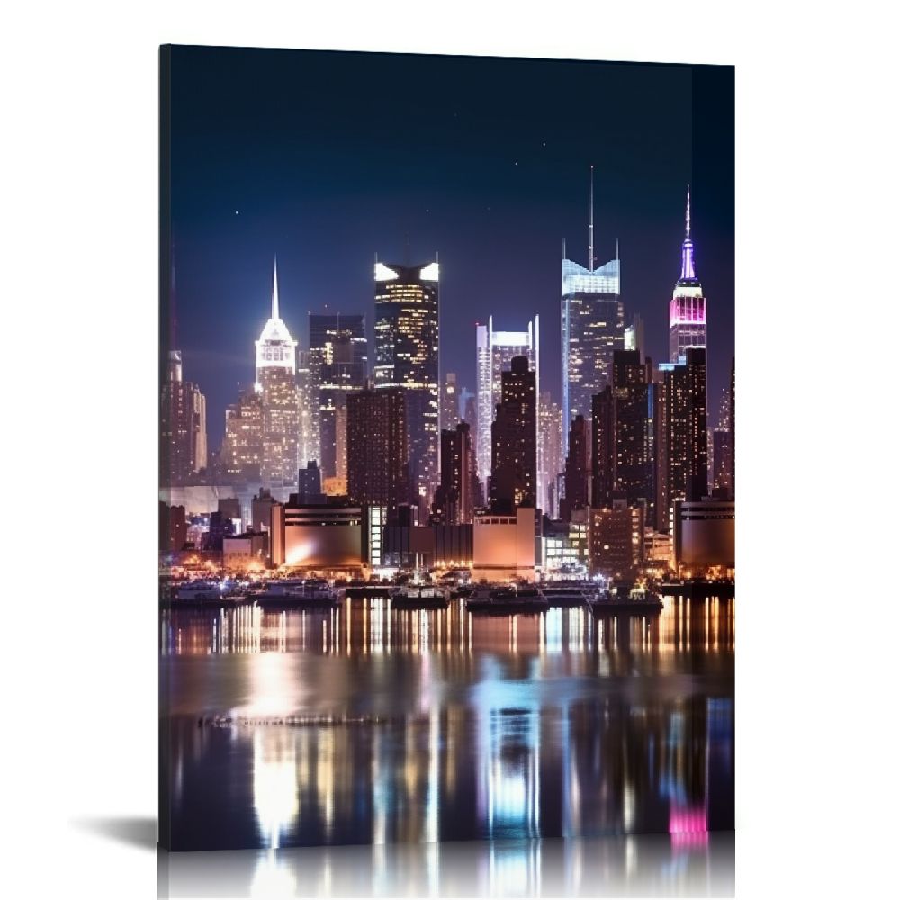 New York City Night View Canvas Wall Art