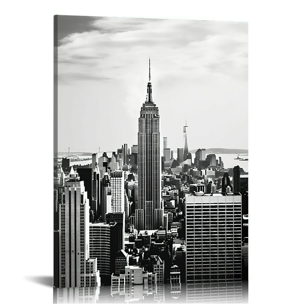 COMIO New York Poster Gray Empire State NYC Wall Art New York City Wall ...