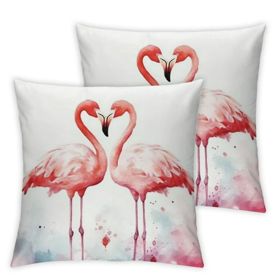 COMIO Nordic Flamingo 2-Piece Short Plush Throw Pillow Cover (Universal 1) White