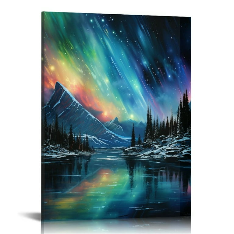 COMIO Northern Lights Canvas Print Aurora Borealis Canvas Wall