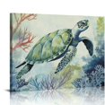 COMIO Ocean Animals Plants Bathroom Decor Canvas Wall Arts Watercolor