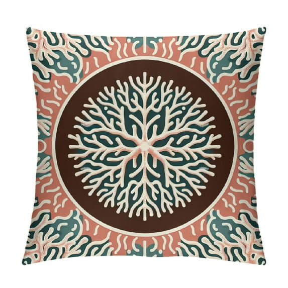 COMIO Ocean Coral Farmhouse Throw Pillow Covers, Tropical Sea Coral Reef Nature Cushion Case Pillow Cover for Bed Sofa Couch, Square Throw Pillowcases for Men Women Orange White