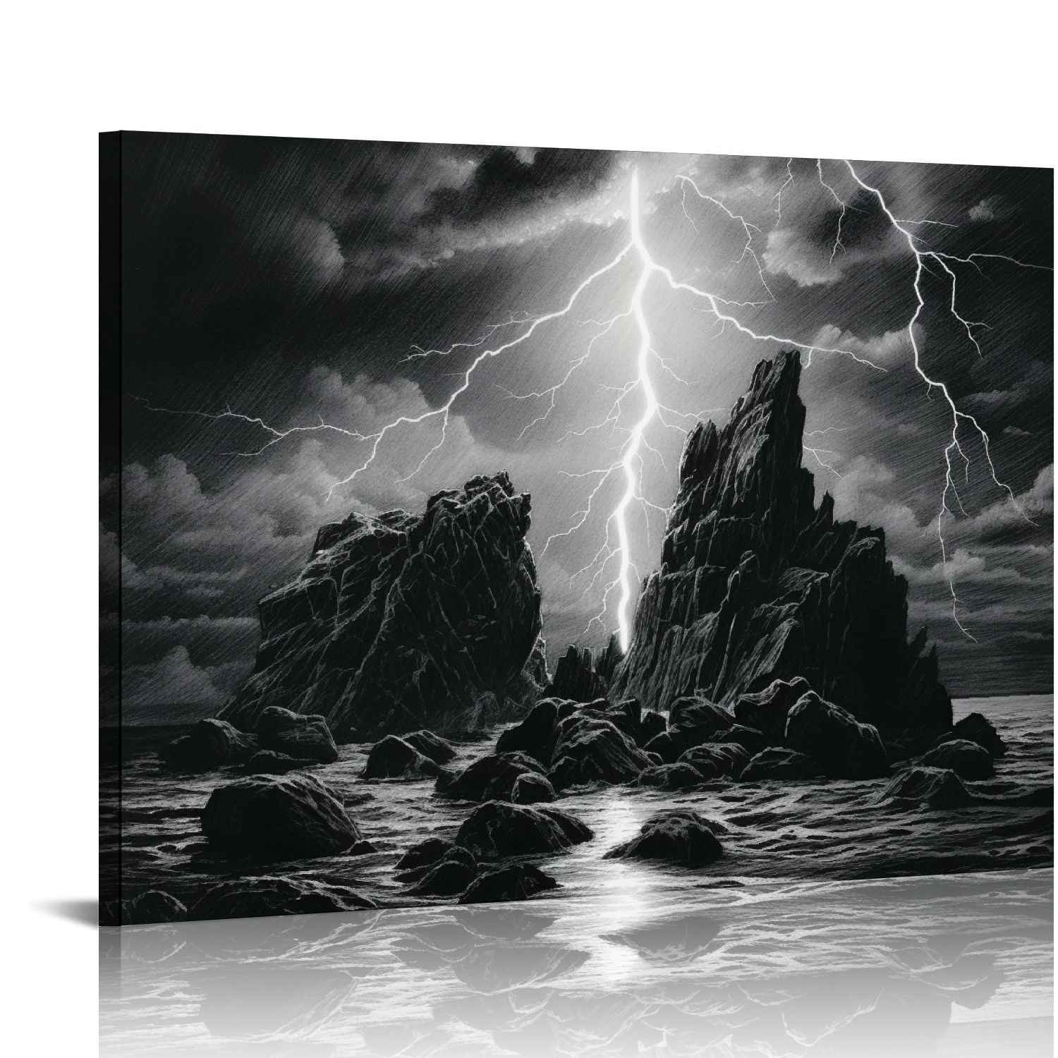 COMIO Ocean Lightning Canvas Wall Art Sea Storm Picture Artwork Vintage ...