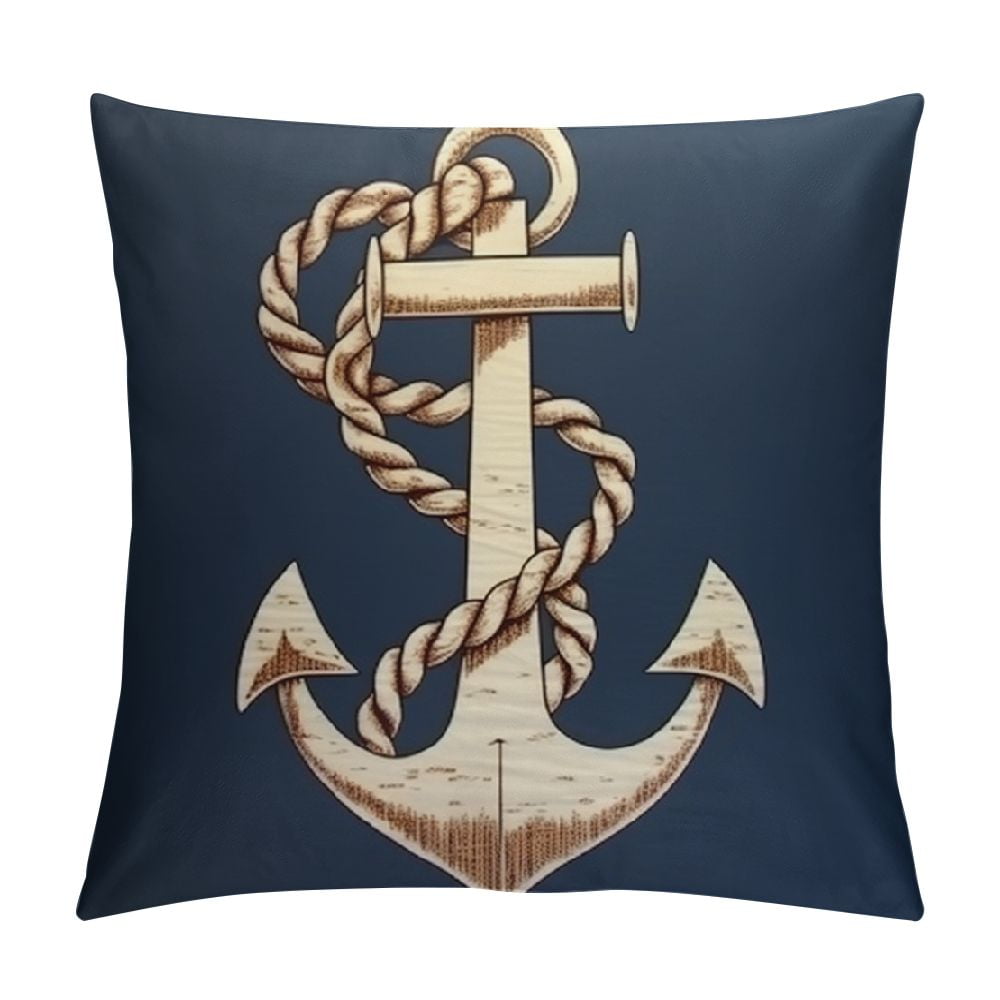 COMIO Ocean Theme Blue Pillow Covers with Compass/Anchor/Sailboat ...