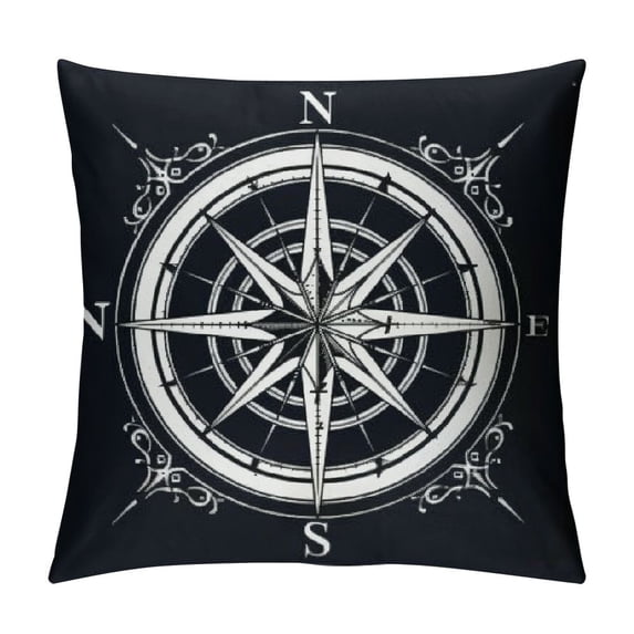COMIO Ocean Theme Blue Pillow Covers ,with Compass Pattern Coastal Sailing Cushion Covers Nautical Beach Decorative Pillowcases for Sofa/Couch