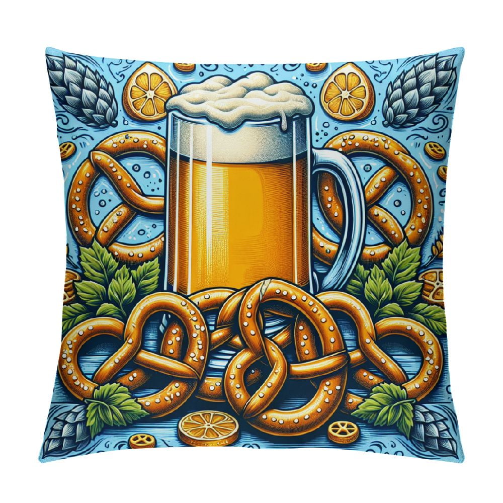 COMIO Oktoberfest Decorative Throw Pillow Covers,Beer Hat Meat Sausages ...