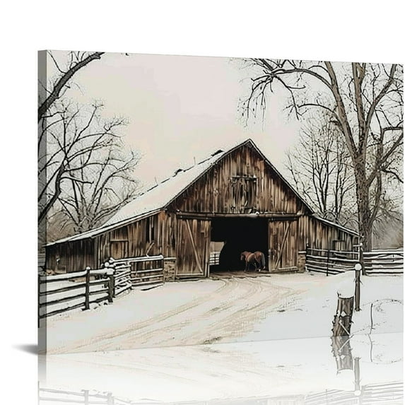 COMIO Old Barn Paintings Canvas Wall Art Farmhouse Barn Pictures Rustic House Painting Old House Wall Art Country Style Poster Rustic Barn Pictures Modern Farmhouse Artwork for Living Room