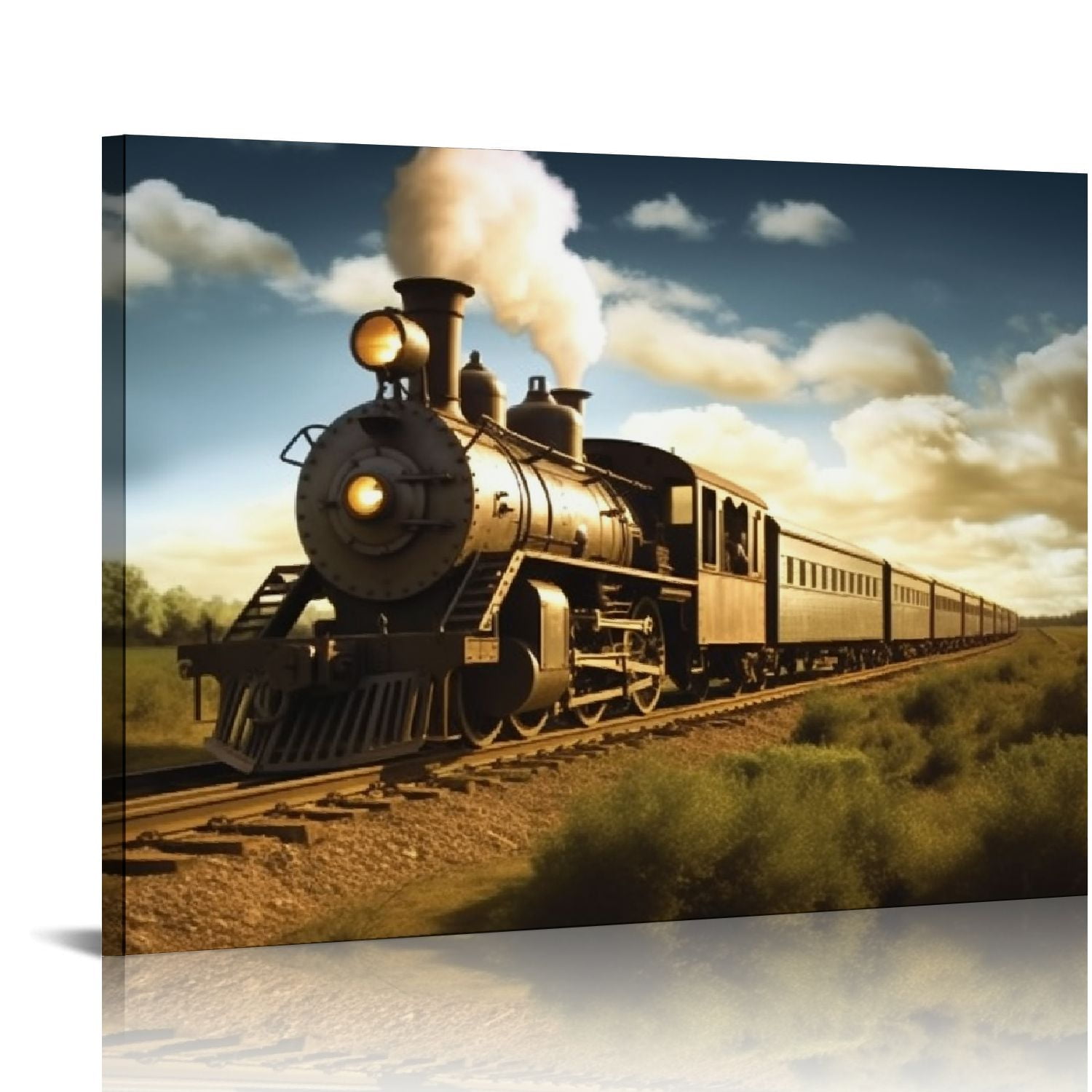 COMIO Old Fashioned Steam Engine Train Poster Decorative Painting