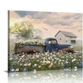 thumbnail image 1 of COMIO  Old Truck Canvas Wall Art Farmhouse Pictures Wall, Rustic Barn Sage Green White Flowers Windmill Paintings Pictures Print Classic Country Decoration Living Room Bedroom, 1 of 5