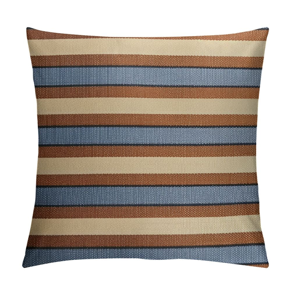 COMIO Orange Blue Striped Pillow Covers Fall Colored Boho Stripe