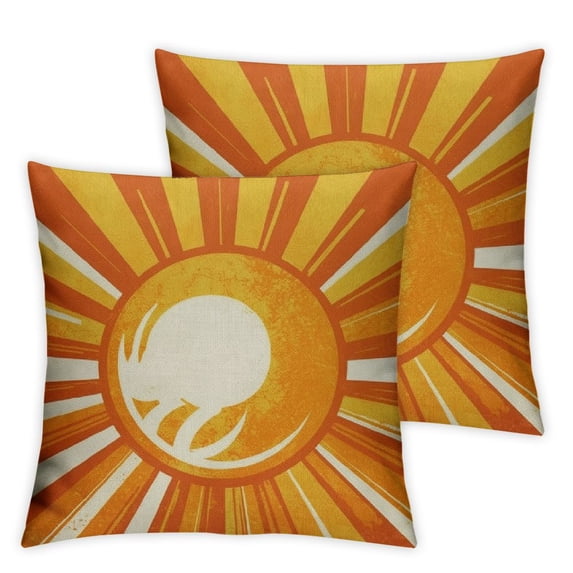COMIO Orange Yellow Boho Pillow Covers Set of 2 Bohemian Style Retro Abstract Sun Outdoor Throw Pillows Farmhouse Decorative Pillowcase Square Cushion Cover for Home Couch Sofa Bed