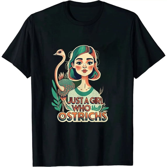 COMIO Ostrich Just A Girl Who Loves Ostriches Flowers Bird Floral T-Shirt