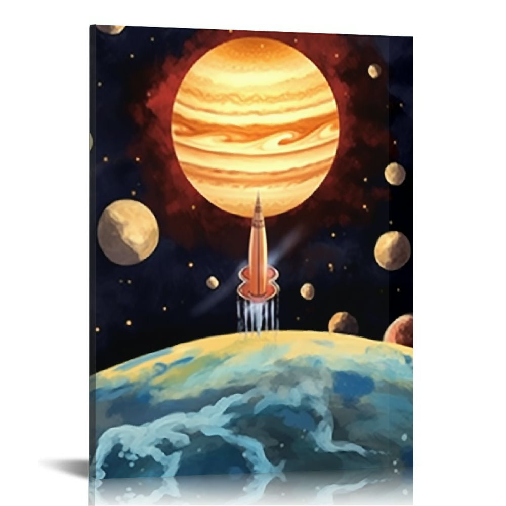COMIO Outer Space Canvas Wall Art Abstract Universe Planet Jupiter