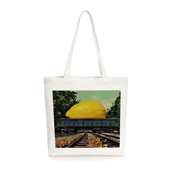 COMIO Oversized Lemon on Railroad Car (Canvas Reusable Tote Bag)