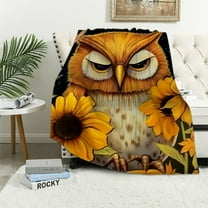 COMIO Owl Blanket Owl Sunflower Decor Throw Blanket Gifts for Girls Boys Owl Lovers Super Warm Soft Plush Lightweight Flannel Blanket Winter Sofa Bedding Blanket for Kids Adults Men Women