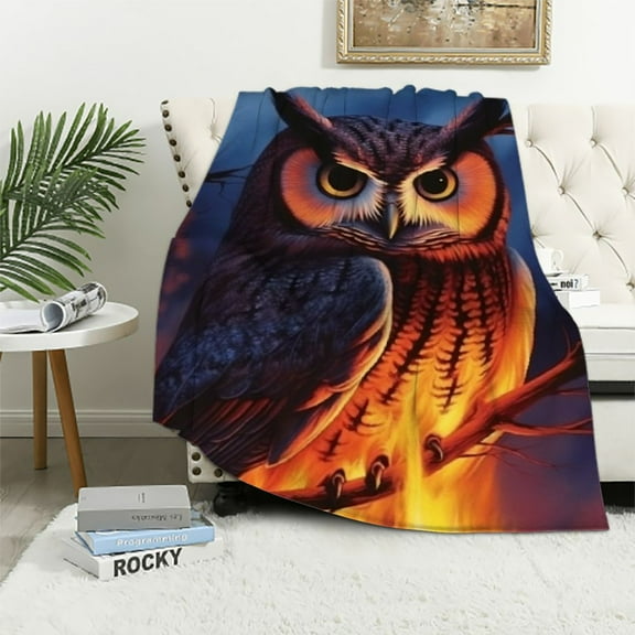 COMIO Owl Blanket Soft Plush Flannel Throw Blanket Cozy Warm Lightweight Fuzzy for Couch Sofa Bed Living Room Travel Office All Seasons