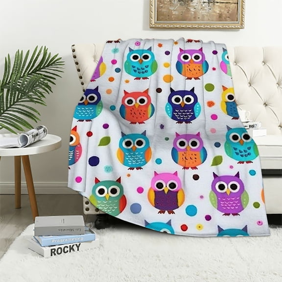 COMIO Owl Blanket, Soft Warm Fuzzy Plush Blanket, Smooth Cozy Flannel Throw Blanket for Bed/Couch/Office/Camping