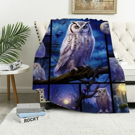 COMIO Owl Gifts for Women,Owl Blanket,Owl Gifts for Owl Lovers,Owl Throw Blanket for Couch Sofa Bed Living Dorm Room Home Decor Just a Girl Who Loves Owls Blanket