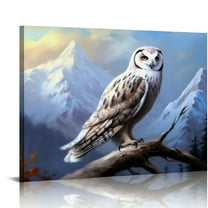 COMIO Owl Snowy 14 Canvas Art - Home Decor Wall Art Print Poster Painting Large 20x16in