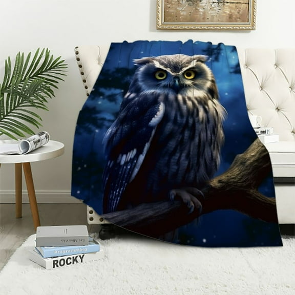 COMIO Owl Throw Blanket Soft Lightweight Warm Flannel Comfort Gift Throws Bedding for Home Bed Sofa Couch Travel