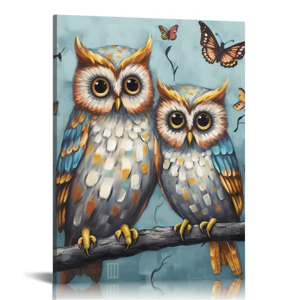 COMIO Owl Wall Decor Animal Wall Art Owl Pictures Rustic Home Decor Framed Artwork for Walls ...