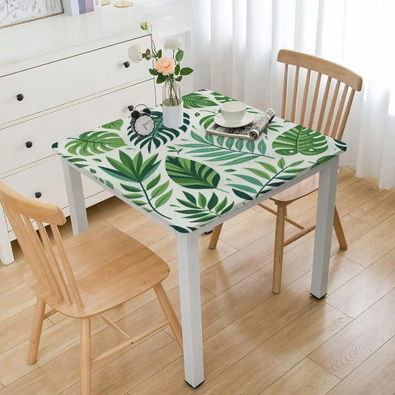 COMIO Palm Leaf Decorative Palm Tree Tablecloths Square Table Cover White