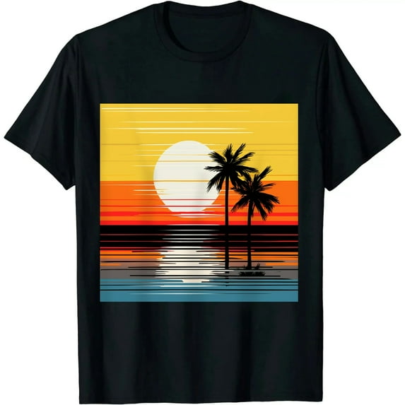 COMIO Palm Tree Shirt Tropical Beach Vintage Retro Style 70s 80s T-Shirt