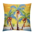 thumbnail image 1 of QZHH Palm Tree Throw Pillow Cushion Cover, Colorful Cartoon Tropical Island Hawaiian Seagulls Sunset Summer Theme, Decorative Square Accent Pillow Case, Blue Orange, 1 of 5
