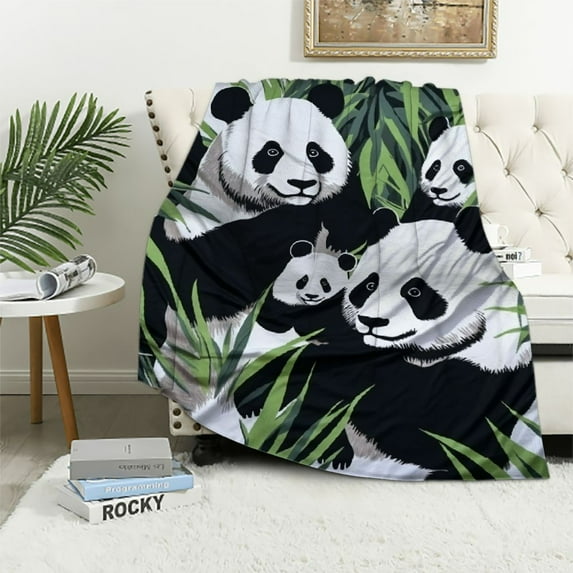 COMIO Panda Blanket Panda Blanket for Adults Panda Throw Blanket Panda Blankets for Girls Cute Black Blanket for Kids Women Cartoon Panda Black and White Plush Throw Blanket Gift
