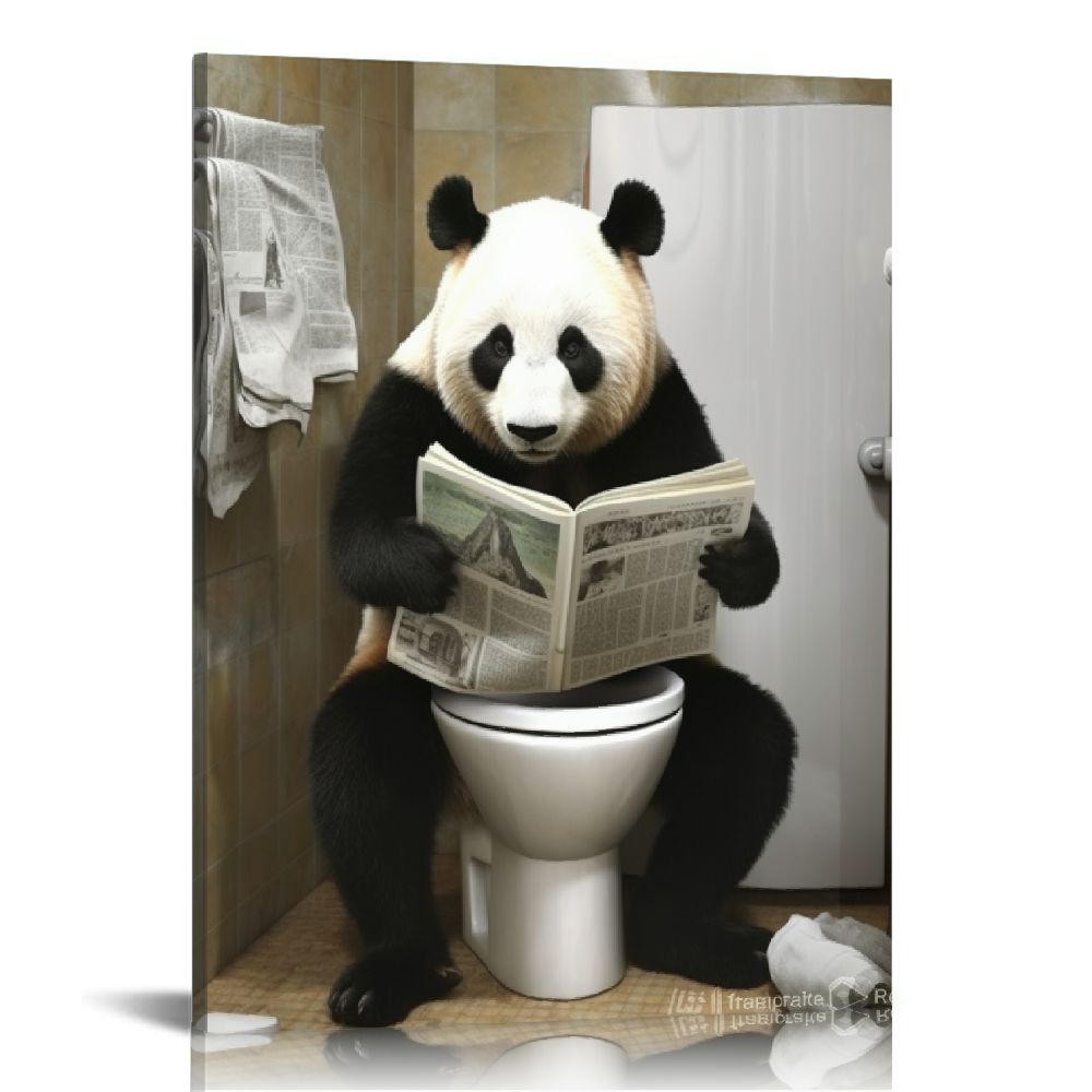 COMIO Panda Poster Canvas Wall Art for Bathroom, Funny Graffiti Bedroom ...