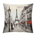 thumbnail image 1 of COMIO  Paris Throw Pillow Cover  Eiffel Tower Old French Street Pedestrians Stores Trees Rectangle Pillow Cases Home Decorative  Cushion Cover for Bed Sofa Gray White, 1 of 5