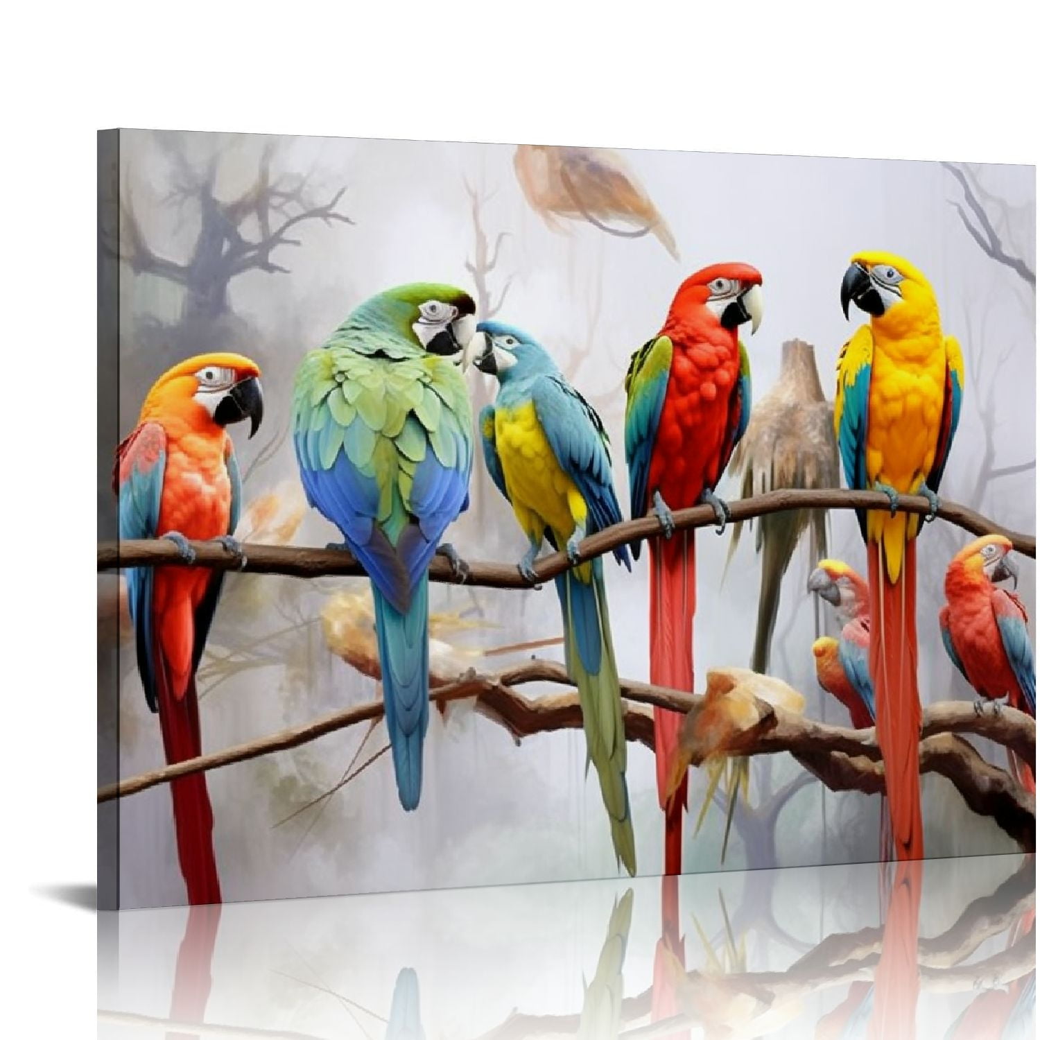 COMIO Parrot Pictures Decor Wall Art Tropical Macaw birds Canvas Print ...