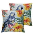 thumbnail image 1 of COMIO  Parrot Throw Pillow Cushion Cover, Tropic Pattern with Parrot Orchids and Hibiscus Flowers Hawaiian Jungle Style Image, Decorative Square Accent Pillow Case, White Yellow 2Pcs, 1 of 6
