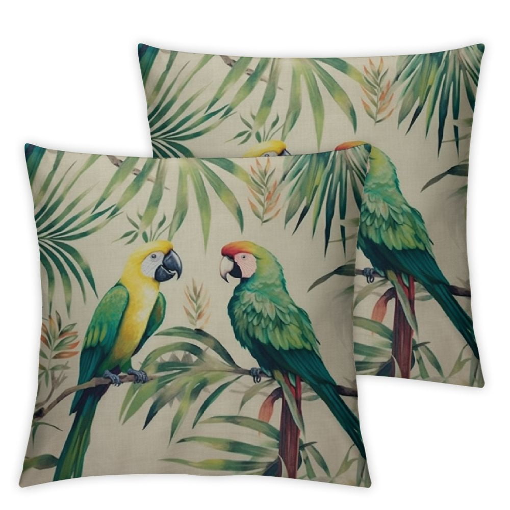 COMIO Parrots Pillows Covers Tropical Palm Trees Bird Parrots On