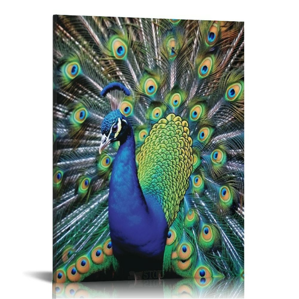 Canvas Wall Art Bird Pictures With Yellow Background - Framed Animal Art Decor 24x48 Inches For Living Room, Bedroom Or Office