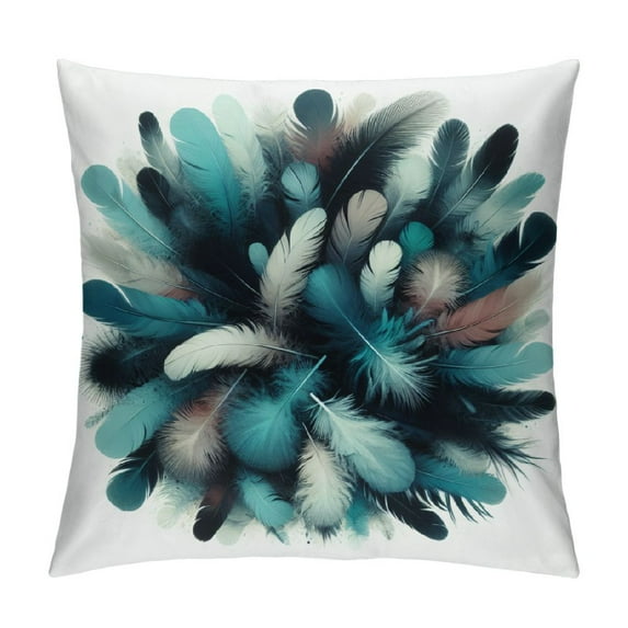 COMIO Peacock Feather Throws Pillows Covers for Couch, Abstract Peacock Feathers Blue Decorative Pillow Cases for Men Women, Comfortable Pillow Cushion Cover for Home Sofa Bed White