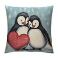 thumbnail image 1 of COMIO  Penguin Throw Pillow Cover Valentine's Day Love Cute Animal Penguins Holding Red Heart Rectangle Pillow Cases Home Decorative  Cushion Cover for Bed Sofa, 1 of 5